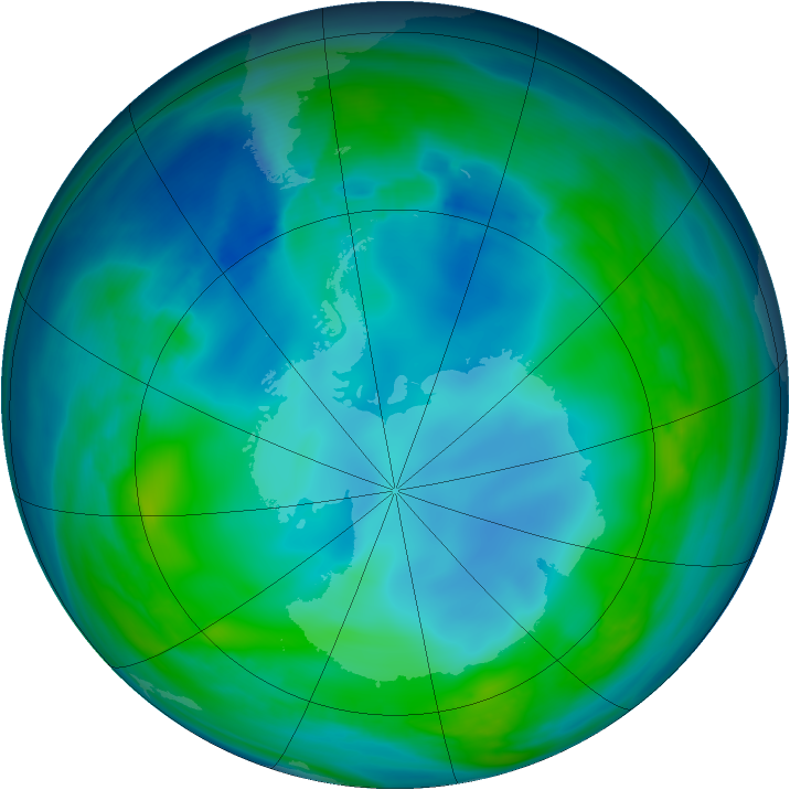 Antarctic ozone map for 17 May 2007